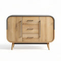 Dressoir van hout met drie lades en deur in natuurlijke kleur 90 x 45 x 75cm