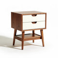 Houten nachttafel met twee lades en open opbergruimte 40 x 40 x 45cm