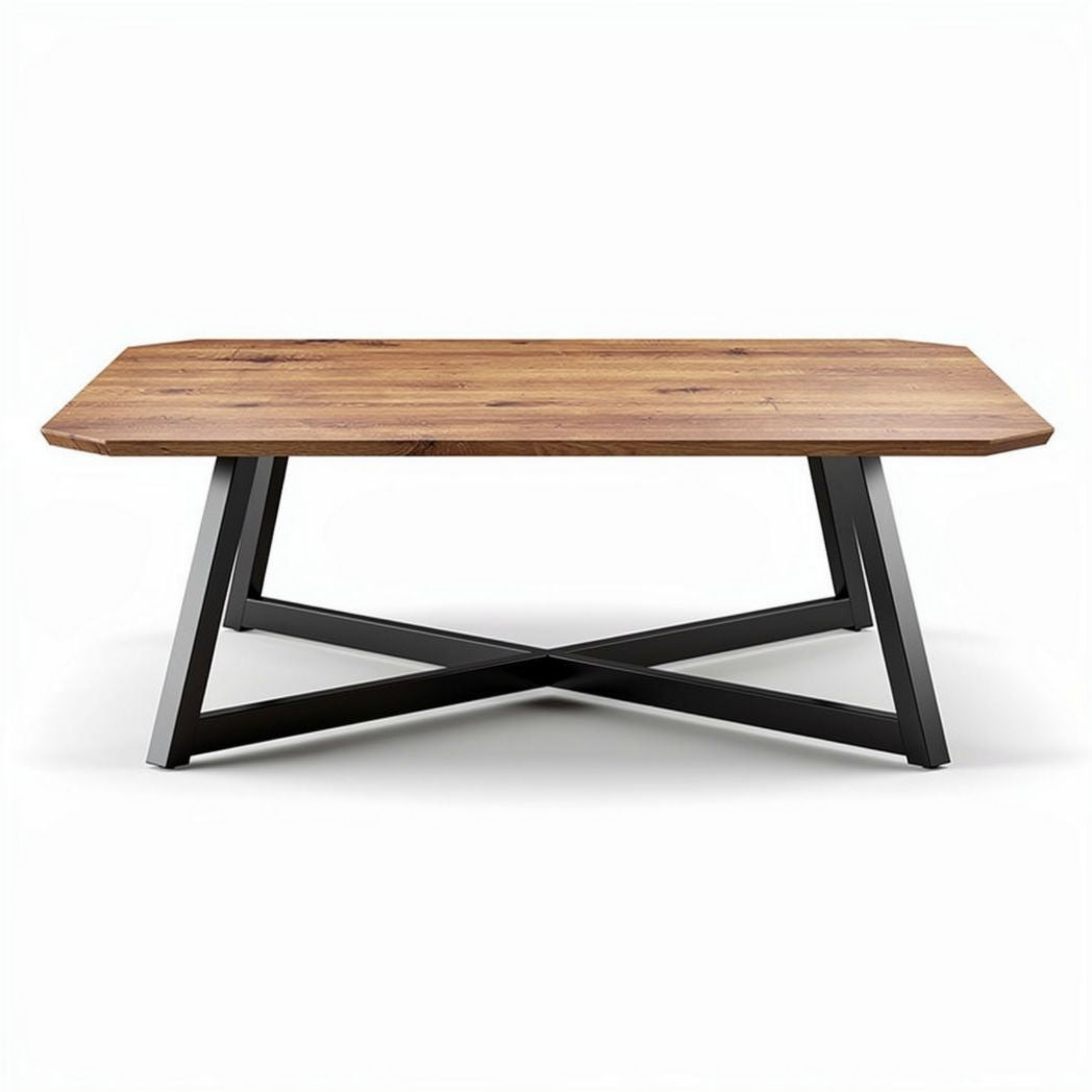 Houten eettafel met zwart metalen onderstel 160 x 80 x 75cm