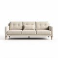 Beige stoffen bank met houten poten 200 x 90 x 80cm voor woonkamer