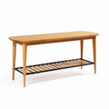 Houten tafel met metalen onderstel 120 x 40 x 75cm voor interieurgebruik