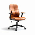 Ergonomische bureaustoel van bruin kunstleer met verstelbare armleuningen 60 x 60 x 100cm