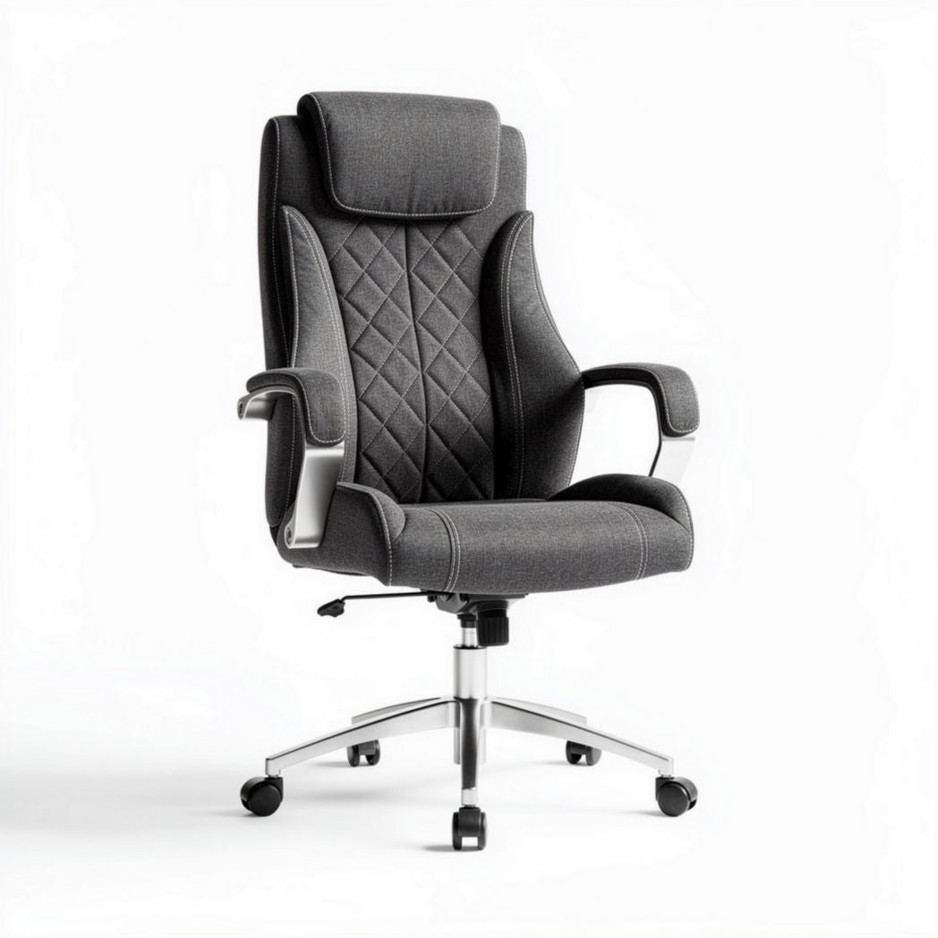 Ergonomische bureaustoel met grijze stof en metalen basis 70 x 70 x 120cm