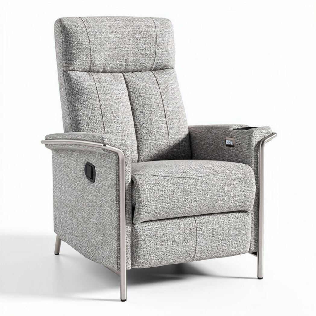 Relaxfauteuil met stoffen bekleding en verstelbare rugleuning grijs 85 x 80 x 100cm