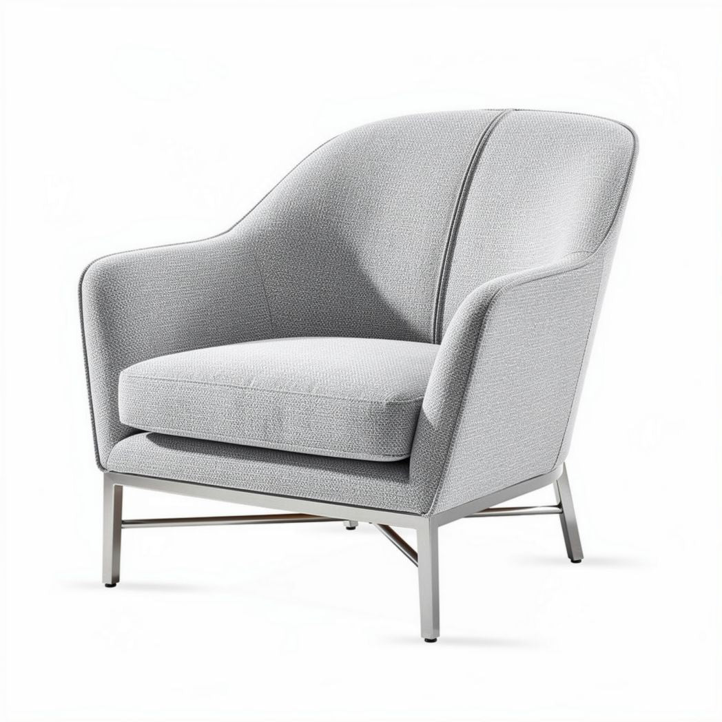 Grijze fauteuil met metalen frame en stoffen bekleding 80 x 80 x 85cm