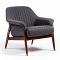Grijze stoffen fauteuil met houten poten 80 x 75 x 70cm