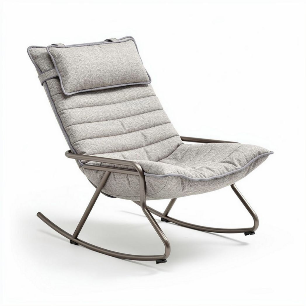 Schommelstoel met stofbekleding en metalen frame grijs 80 x 60 x 100cm