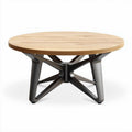 Ronddvormige salontafel van hout met stalen onderstel 70 x 70 x 40cm