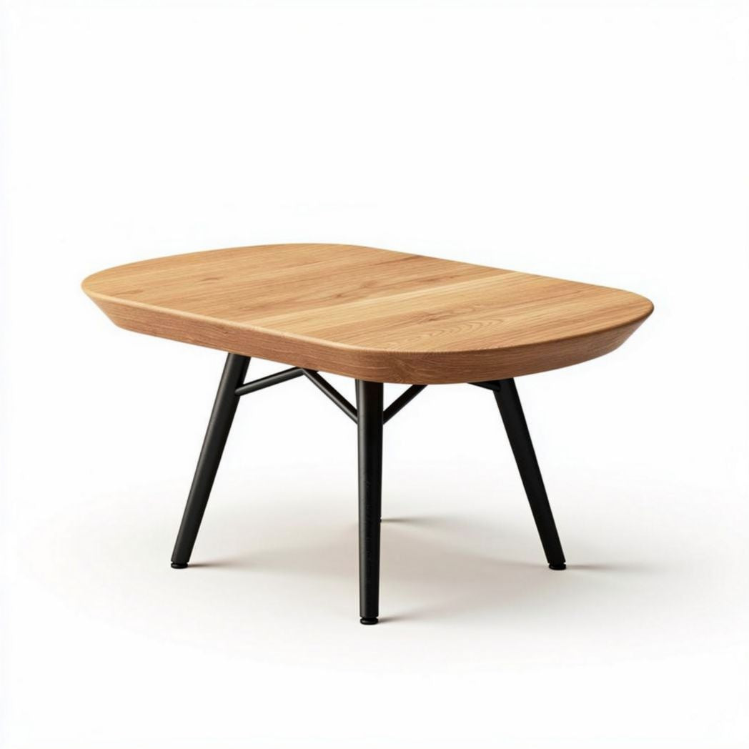Houten salontafel met zwart metalen poten 120 x 80 x 40cm